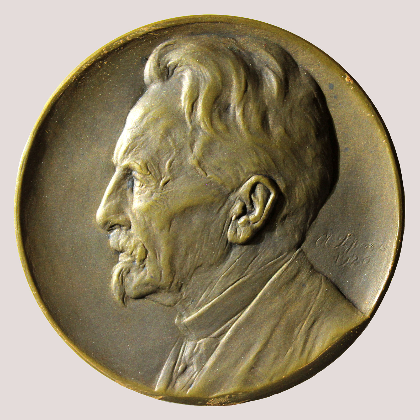 Gedenkmedaille aus Bronze mit den Seitenprofil von Eduard Rosenthal